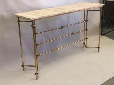 Giovanni Banci Italian Mid Century Modern Neoclassical Gilt Iron Console by Banci for Herm s