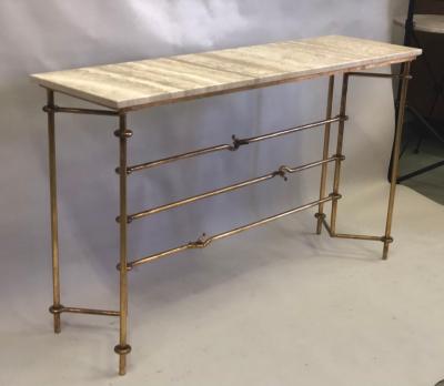 Giovanni Banci Italian Mid Century Modern Neoclassical Gilt Iron Console by Banci for Herm s