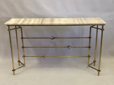 Giovanni Banci Italian Mid Century Modern Neoclassical Gilt Iron Console by Banci for Herm s