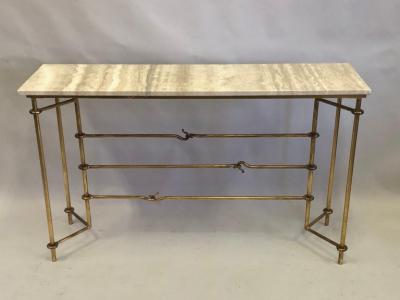 Giovanni Banci Italian Mid Century Modern Neoclassical Gilt Iron Console by Banci for Herm s