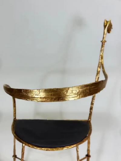 Giovanni Banci Italian Modern Craftsman Gilt Hammered Iron Chair by Giovanni Banci for Hermes