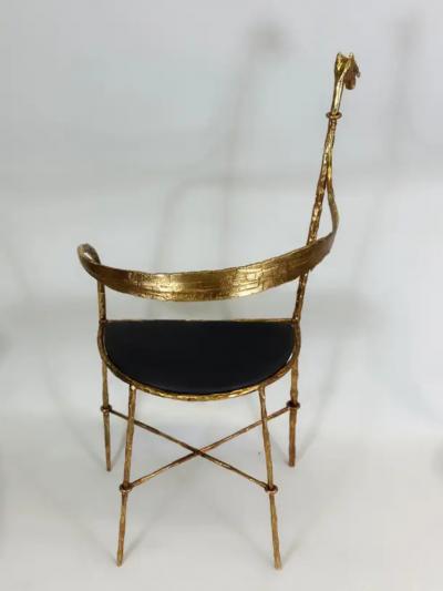 Giovanni Banci Italian Modern Craftsman Gilt Hammered Iron Chair by Giovanni Banci for Hermes