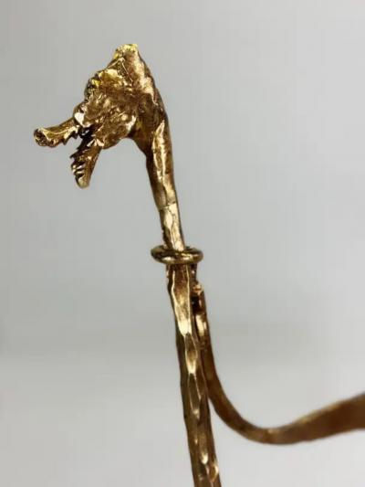 Giovanni Banci Italian Modern Craftsman Gilt Hammered Iron Chair by Giovanni Banci for Hermes