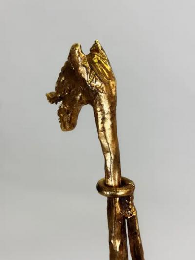 Giovanni Banci Italian Modern Craftsman Gilt Hammered Iron Chair by Giovanni Banci for Hermes