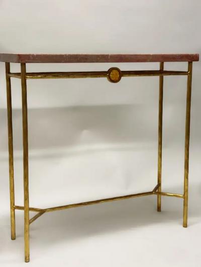 Giovanni Banci Italian Modern Neoclassic Gilt Iron Crystal Consoles Giovanni Banci Hermes
