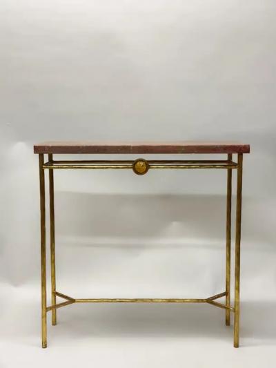 Giovanni Banci Italian Modern Neoclassic Gilt Iron Crystal Consoles Giovanni Banci Hermes