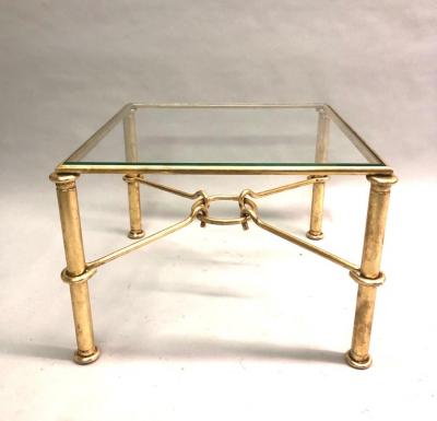 Giovanni Banci Pair of Modern Neoclassical Gilt Iron Side Tables or Coffee Table for Hermes