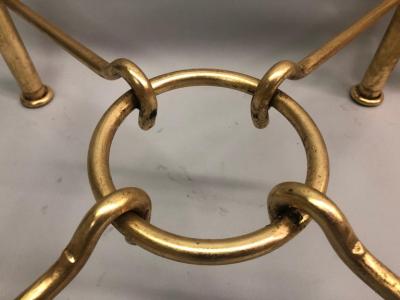 Giovanni Banci Pair of Modern Neoclassical Gilt Iron Side Tables or Coffee Table for Hermes