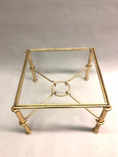 Giovanni Banci Pair of Modern Neoclassical Gilt Iron Side Tables or Coffee Table for Hermes