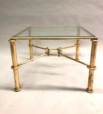 Giovanni Banci Pair of Modern Neoclassical Gilt Iron Side Tables or Coffee Table for Hermes