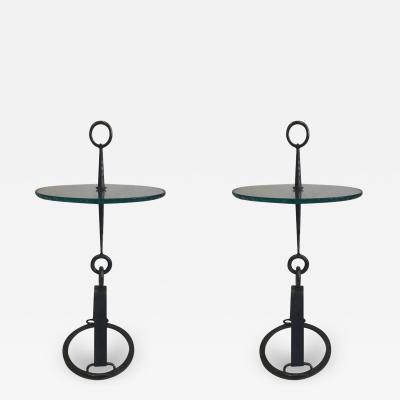 Giovanni Banci Pair of Modern Neoclassical Wrought Iron Side Tables Giovanni Banci and Hermes