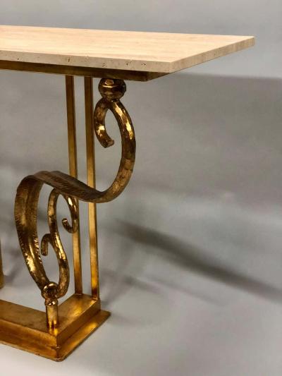 Giovanni Banci Two Italian Mid Century Modern Gilt Iron Consoles Sofa Tables by Giovanni Banci