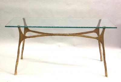 Giovanni Banci Unique Italian Midcentury Gilt Iron Console Sofa Table by Giovanni Banci