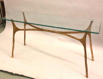 Giovanni Banci Unique Italian Midcentury Gilt Iron Console Sofa Table by Giovanni Banci