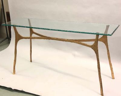 Giovanni Banci Unique Italian Midcentury Gilt Iron Console Sofa Table by Giovanni Banci
