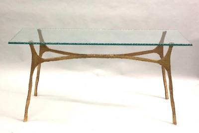 Giovanni Banci Unique Italian Midcentury Gilt Iron Console Sofa Table by Giovanni Banci