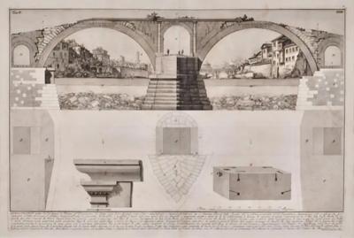 Giovanni Battista Piranesi Fabricius Ponte Cestio Bridge Framed 18th C Piranesi Architectural Etching