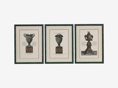 Giovanni Battista Piranesi Style Framed Antique Vase Engravings 1970s