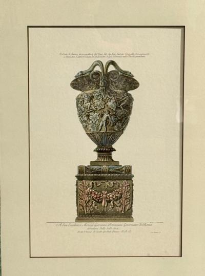Giovanni Battista Piranesi Style Framed Antique Vase Engravings 1970s