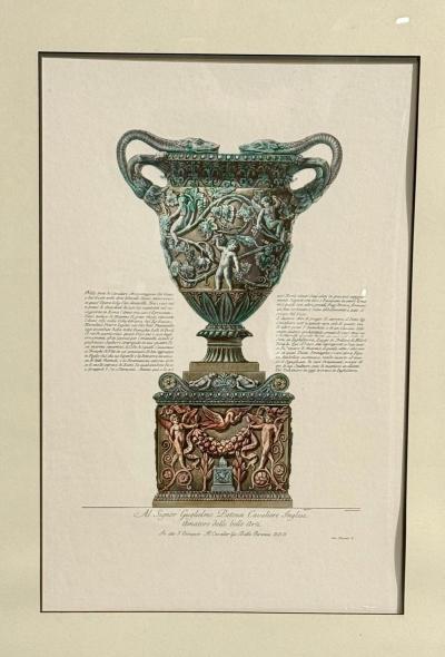 Giovanni Battista Piranesi Style Framed Antique Vase Engravings 1970s