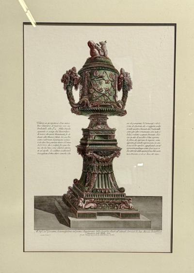 Giovanni Battista Piranesi Style Framed Antique Vase Engravings 1970s