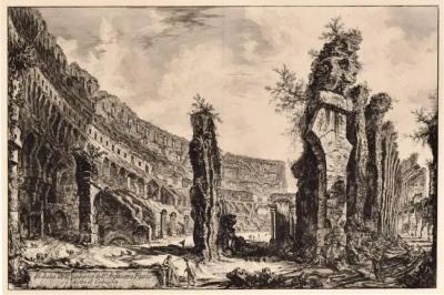 Giovanni Battista Piranesi The Roman Colosseum A Framed 18th Century Etching of the Interior by Piranesi