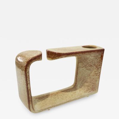 Giovanni Bertoncello 1960 Bertoncello Italian Vintage Ceramic Abstract Sculpture Beige Cubist Vase