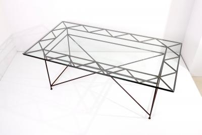 Giovanni Ferrabini Dining Table with Glass Top by Giovanni Ferrabini 1970s