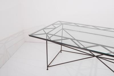 Giovanni Ferrabini Dining Table with Glass Top by Giovanni Ferrabini 1970s