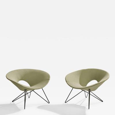 Giovanni Ferrabini Giovanni Ferrabini Attribution Lounge Chairs with Iron and Fabric Italy 1950s