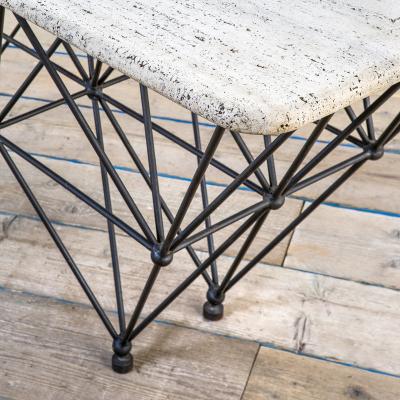 Giovanni Ferrabini Giovanni Ferrabini Large Dining Table in Metal and Top Travertine