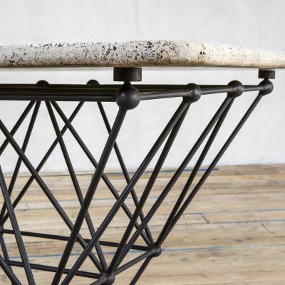 Giovanni Ferrabini Giovanni Ferrabini Large Dining Table in Metal and Top Travertine