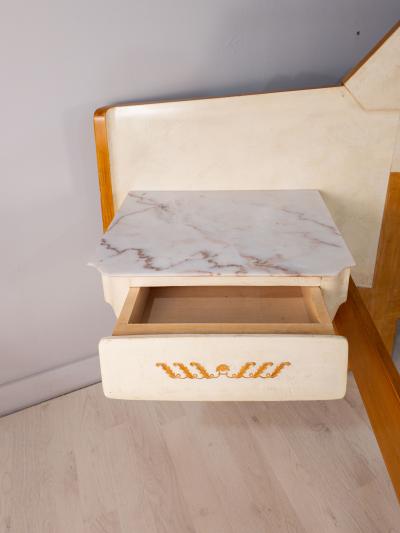Giovanni Gariboldi Italian Midcentury Parchment Double Bed Attributed to Giovanni Gariboldi 1950s