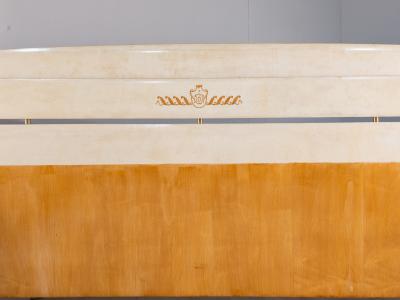 Giovanni Gariboldi Italian Midcentury Parchment Double Bed Attributed to Giovanni Gariboldi 1950s