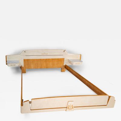 Giovanni Gariboldi Italian Midcentury Parchment Double Bed Attributed to Giovanni Gariboldi 1950s