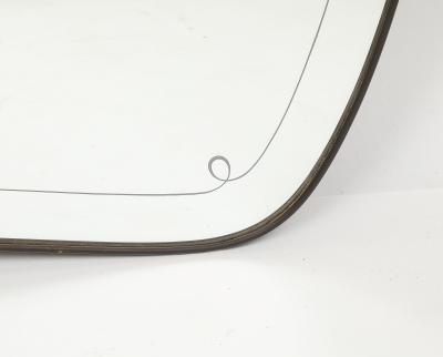 Giovanni Gariboldi Large Brass Etched Glass Mirror by Giovanni Gariboldi