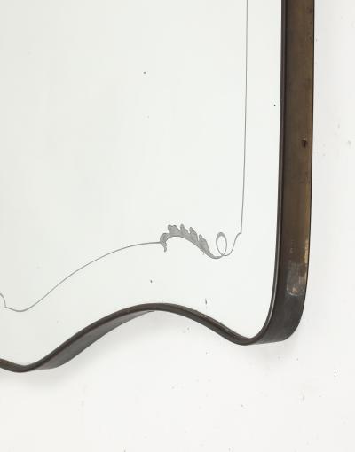 Giovanni Gariboldi Large Brass Etched Glass Mirror by Giovanni Gariboldi