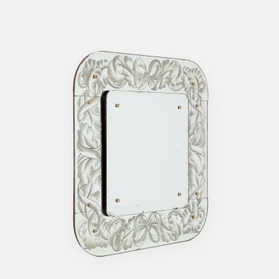 Giovanni Gariboldi Rare Etched Glass Mirror by Giovanni Gariboldi
