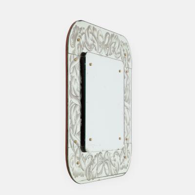 Giovanni Gariboldi Rare Etched Glass Mirror by Giovanni Gariboldi