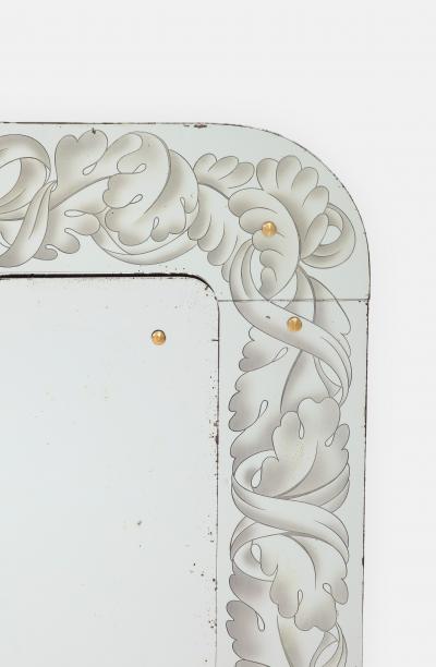 Giovanni Gariboldi Rare Etched Glass Mirror by Giovanni Gariboldi