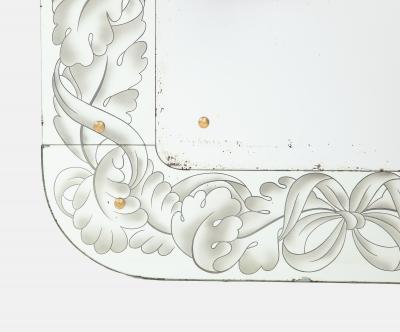 Giovanni Gariboldi Rare Etched Glass Mirror by Giovanni Gariboldi
