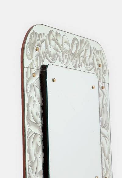 Giovanni Gariboldi Rare Etched Glass Mirror by Giovanni Gariboldi