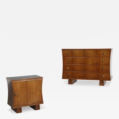 Giovanni Guerrini 1950s Italian pair of Giovanni Guerrini walnut chests