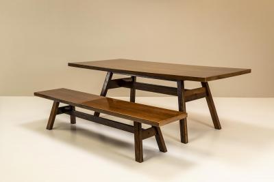 Giovanni Michelucci Giovanni Michelucci Torbecchia Dining Table and Bench in Walnut for Poltronova
