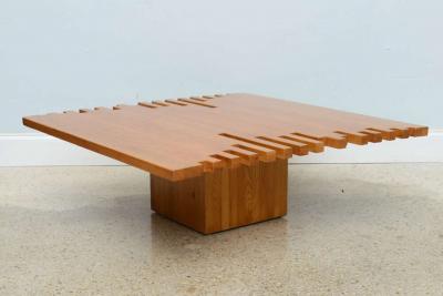 Giovanni Michelucci Italian Mid Century Low Plank Top Coffee Table