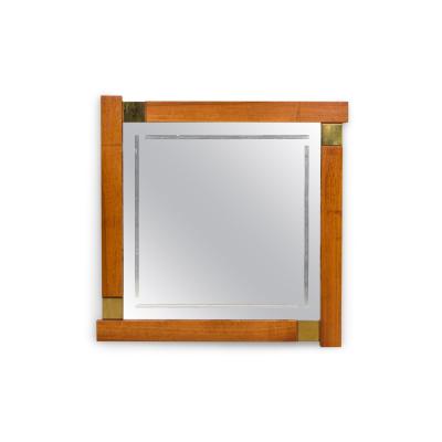 Giovanni Michelucci Large Italian Modern Walnut and Brass Mirror Attributed to Giovanni Michelucci