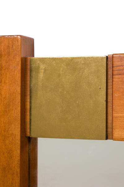 Giovanni Michelucci Large Italian Modern Walnut and Brass Mirror Attributed to Giovanni Michelucci