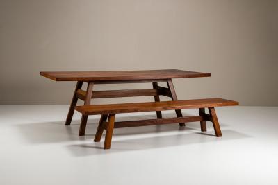 Giovanni Michelucci Torbecchia Dining Table and Bench by Giovanni Michelucci in Walnut