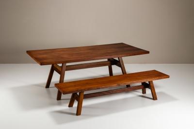 Giovanni Michelucci Torbecchia Dining Table and Bench by Giovanni Michelucci in Walnut