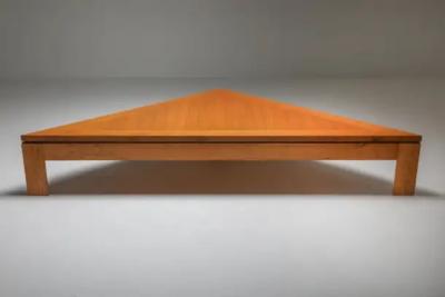 Giovanni Michelucci Triangular Postmodern Coffee Table in French Elm